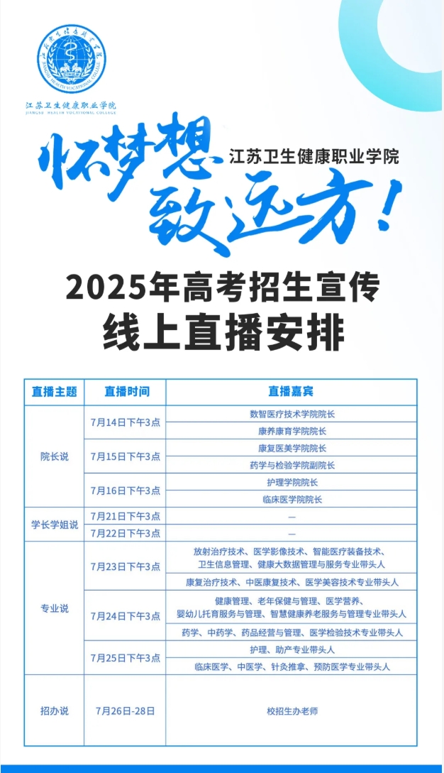 江蘇衛(wèi)生健康職業(yè)學院2025年高考招生宣傳線上直播.png